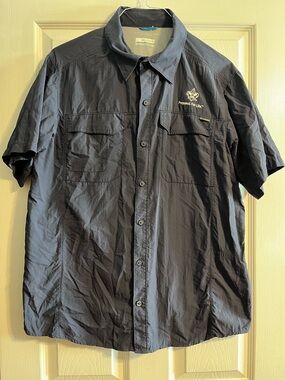 Columbia BSA Boy Scouts of America Shirt Mens L Blue PFG Vented Performance